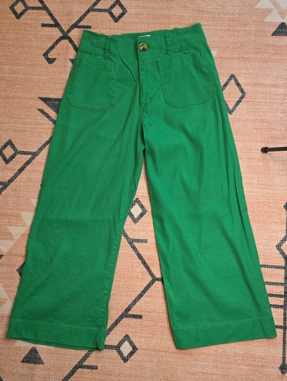 Anthropolgie Maeve Colette Green Wide-Leg Cropped Pants